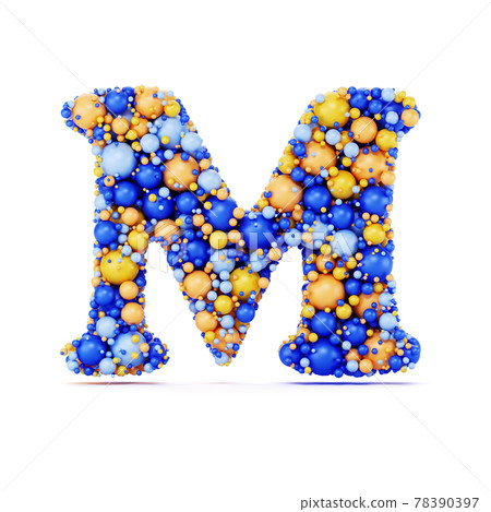 M letter with colored shiny balls M letter with colored shiny balls 78390397