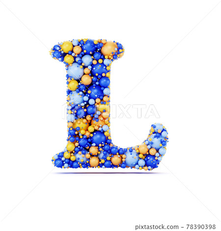 L letter with colored shiny balls 78390398