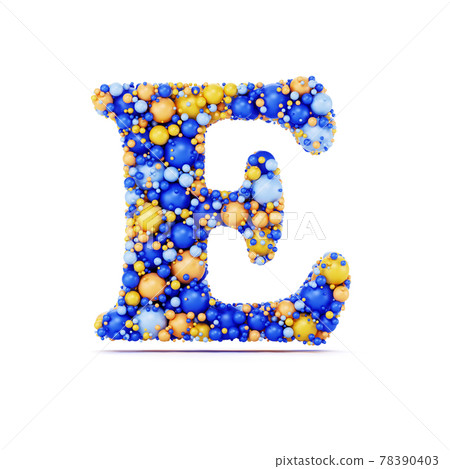 E letter with colored shiny balls - Stock Illustration [78390403] - PIXTA