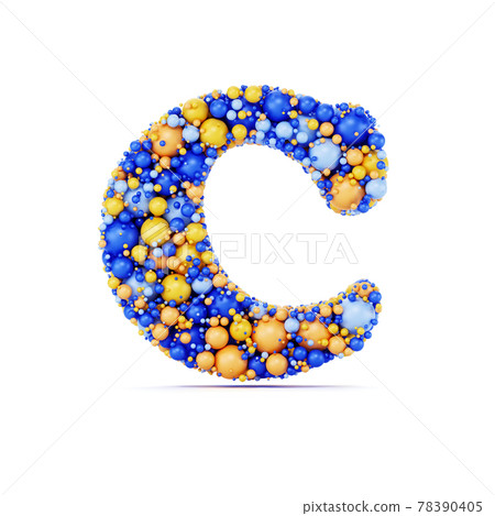 C letter with colored shiny balls C letter with colored shiny balls 78390405