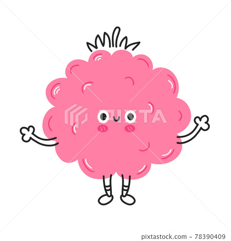 Cute funny raspberry fruit. Vector hand drawn cartoon kawaii doodle character illustration icon. Raspberry berry fruit baby mascot cartoon character concept. Isolated on white background 78390409