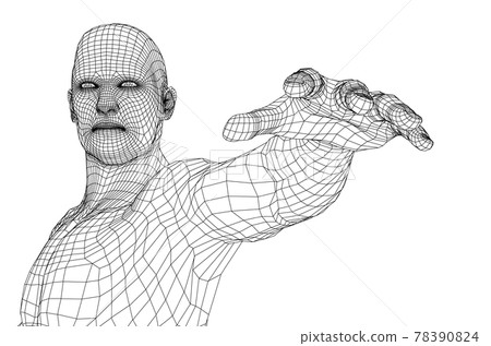 Man holds his hand in front of him. Vector 78390824