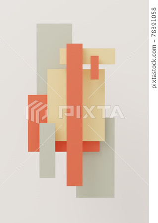 Abstract 3D illustration composed of rectangles against a neutral background 78391058