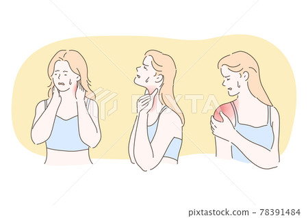 Suffering from pain in muscles, joints, injury, ache, disease concept 78391484