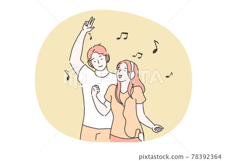 Music, fun, singing, dancing, entertainment concept Music, fun, singing, dancing, entertainment concept 78392364