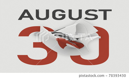 August 30 date behind crumpled paper page of a calendar, 3d rendering 78393430