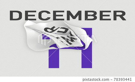 December 11 date behind crumpled paper page of a calendar, 3d rendering 78393441