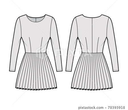 Dress Pleated Technical Fashion Illustration Stock Illustration