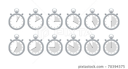 Stopwatch with different time isolated set on white Stopwatch with different time isolated set on white 78394375