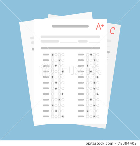 Exam form paper sheet with student result evaluation Exam form paper sheet with student result evaluation 78394402