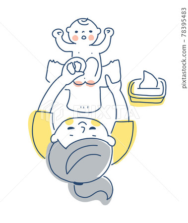 媽媽給寶寶換尿布 78395483