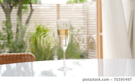 Sparkling wine placed on the table 78395497