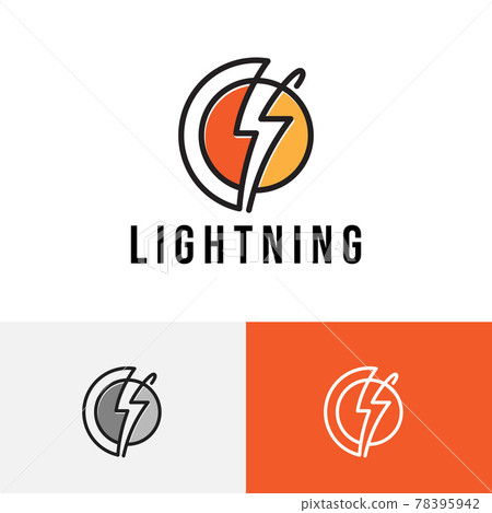 Lightning Thunderbolt Circle Line Power Energy Logo Lightning Thunderbolt Circle Line Power Energy Logo 78395942
