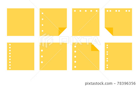 Flat empty yellow paper sticker notes set vector 78396356