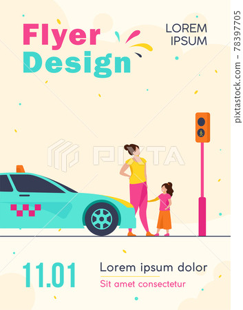 Mother with daughter waiting for taxi 78397705