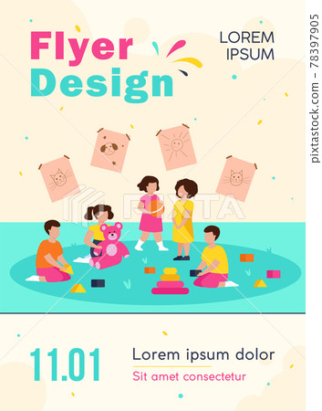 Group of diverse kids playing in kindergarten Group of diverse kids playing in kindergarten 78397905