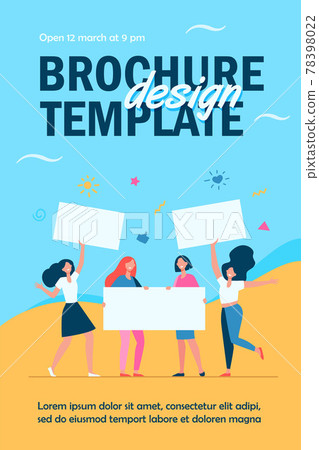 Crowd of protesting women holding banners and placards Crowd of protesting women holding banners and placards 78398022