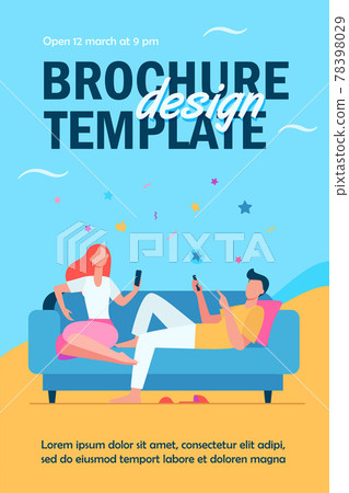 Couple sitting on sofa and using smartphones 78398029