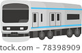 A train with a beautiful light blue line 78398909
