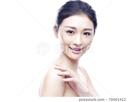 studio portrait of a young asian woman, side view, isolated on white 78401422