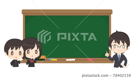 Teacher, student and blackboard set Teacher, student and blackboard set 78402539