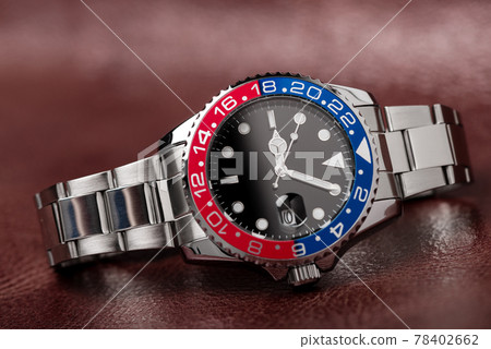 formal luxury men wristwatch with blue-red bezel formal luxury men wristwatch with blue-red bezel 78402662