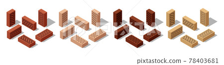 3d Isometric bricks, isolated bricks for wall masonry construction. Colorful solid blocks, set of icons. Vector illustration 3d Isometric bricks, isolated bricks for wall masonry construction. Colorful solid blocks, set of icons. Vector illustration 78403681