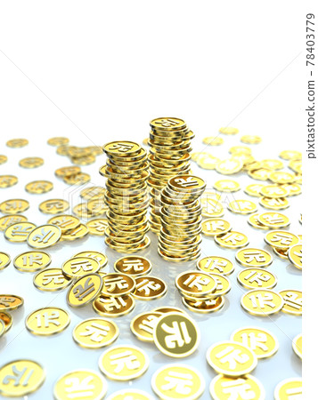 Originally piled up golden coins CG illustration vertical 78403779