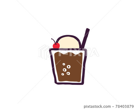 可愛的可樂奶油汽水飲料/手寫插畫素材 78403879