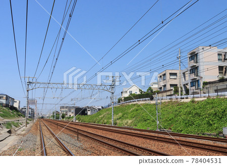 Railroad tracks near Sakura Shukugawa Station Railroad tracks near Sakura Shukugawa Station 78404531