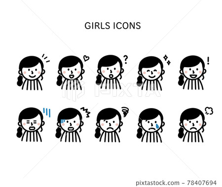 Women with various facial expressions ・ Icon set 78407694
