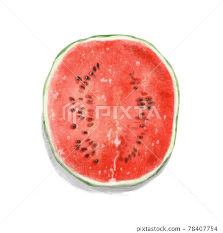 A red watermelon split in half with a fresh watercolor style A red watermelon split in half with a fresh watercolor style 78407754