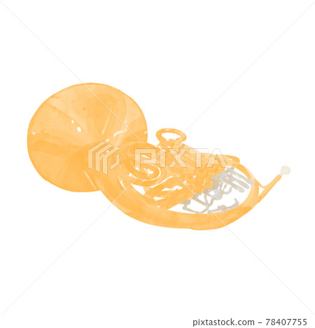 Watercolor style French horn Watercolor style French horn 78407755