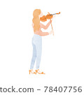 A woman playing a violin while standing in a watercolor style 78407756
