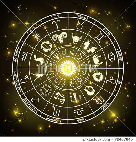 wheel of the signs of the zodiac, figures and symbols of the horoscope 78407940