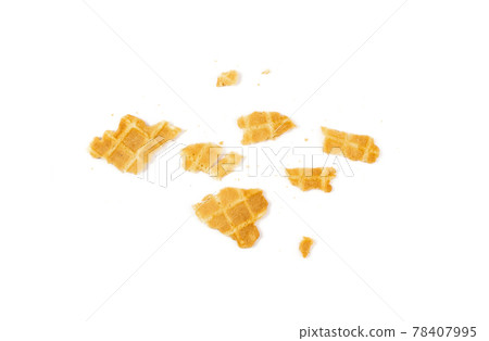 Round Waffle Isolated, Thin Waffled Cookie, Golden Belgian Waffles Round Waffle Isolated, Thin Waffled Cookie, Golden Belgian Waffles 78407995
