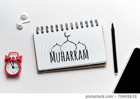 Holiday Islamic Muharram drawn on a notebook 78408638