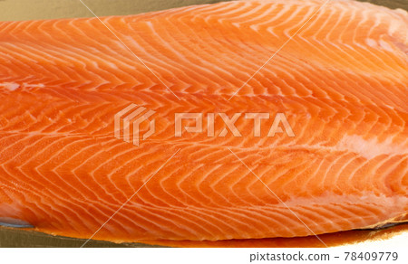 Raw Atlantic Salmon Fillet Isolated on White 78409779