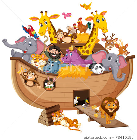 Animal on Noah's ark isolated on white background - Stock Illustration  [78410193] - PIXTA