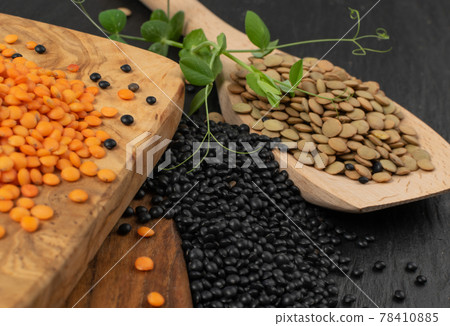 Raw Dry Lentils, Lentil Grains, Dal, Daal, Dhal, Masoor 78410885