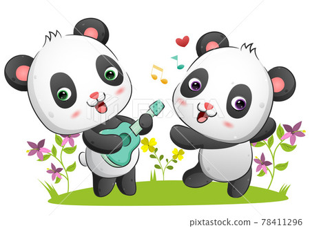 The couple of panda are playing the guitar and... - Stock Illustration  [78411296] - PIXTA