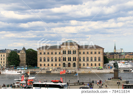 View toward the National Museum from the Old Town (Gamla Stan) side of Stockholm, Sweden 78411834