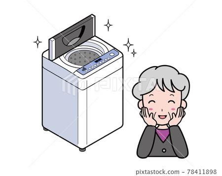 祖母對乾淨整潔的洗衣機很滿意 78411898