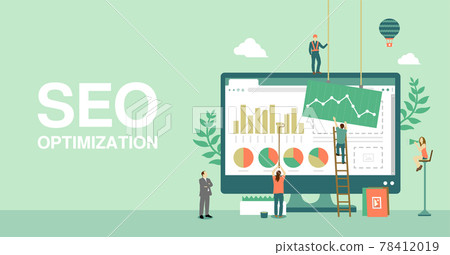 SEO (Search Engine Optimization / Search Engine Optimization) Concept Vector Banner Illustration 78412019