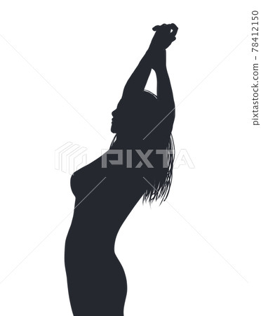 女性剪影白色背景 78412150