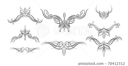 Abstract symmetrical tattoos in the elf fantasy style. Abstract symmetrical tattoos in the elf fantasy style. 78412312