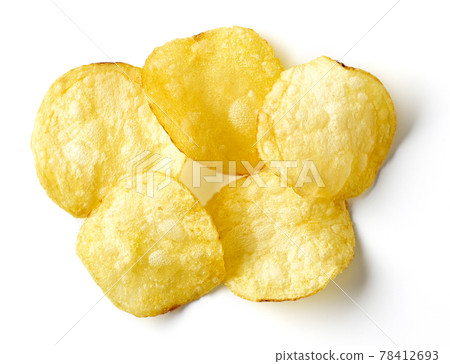 Potato chips isolated on white, from above 78412693