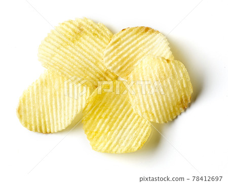 Potato chips isolated on white, from above 78412697