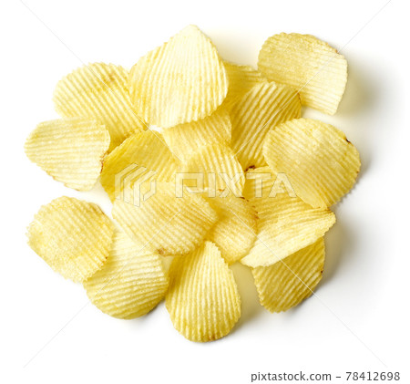 Potato chips isolated on white, from above 78412698