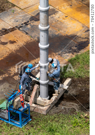 Construction site Pile foundation work Friction pile built-in 06 Lower pile 78412780